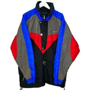 Vintage Edelweiss Skiwear Mens Pull Over Winter Jacket Black Red Blue Size XL